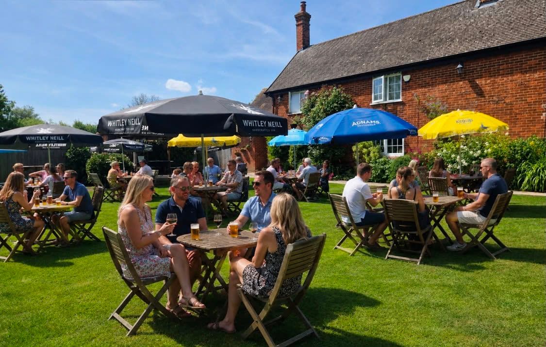 The beer garden on a sunny afternoon